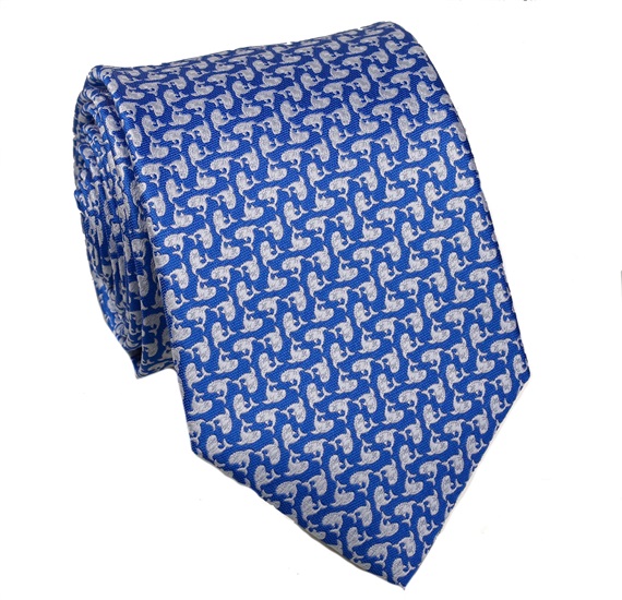 Blaue Krawatte mit Weißen Delphinen