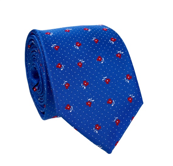 Blaue Krawatte mit roten Rosen