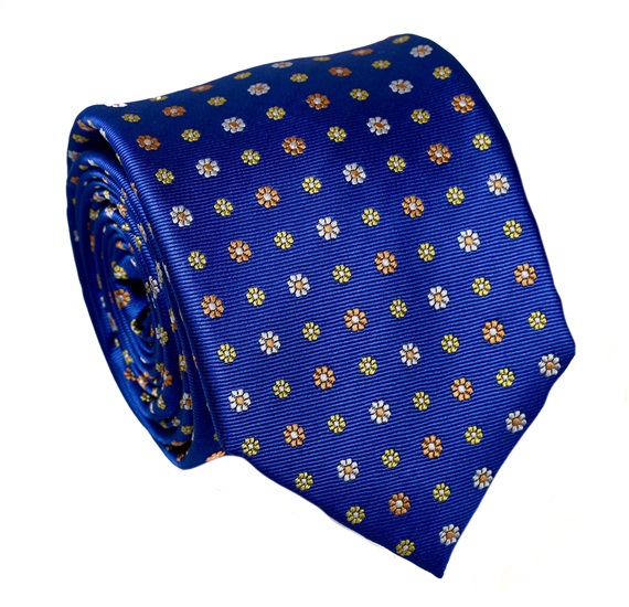 Blau Seidenkrawatte mit Margeritenmuster