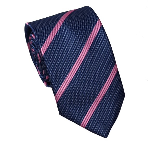 Krawatte Marineblau mit Rosa Streifen