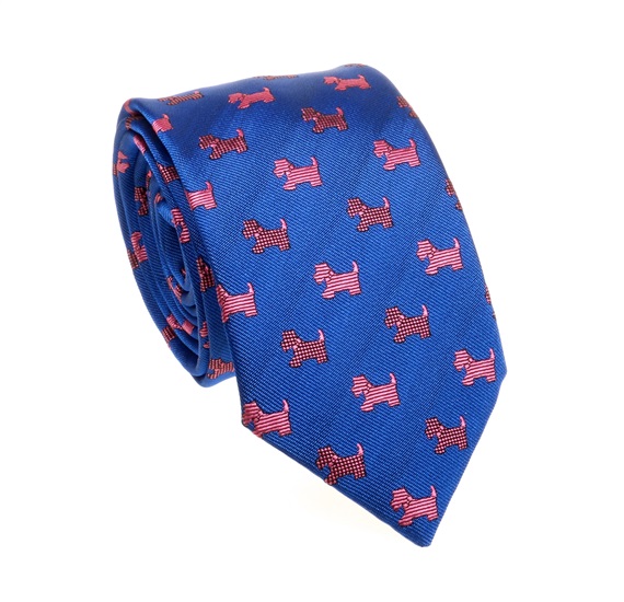 Krawatte in Hellblau mit Rosa Schnauzer-Motiven