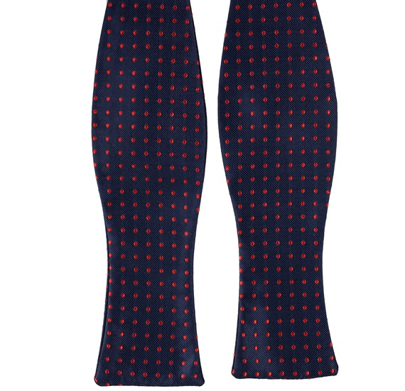Corbata de Lazo Azul Marino con Lunares Rojos