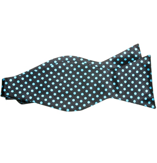 Corbata de Lazo Negra con Lunares Turquesa