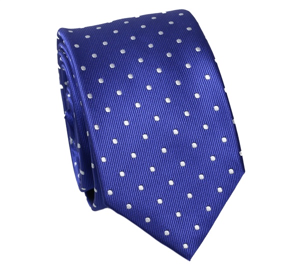 Schmale Blaue Krawatte mit Weißen Punkten