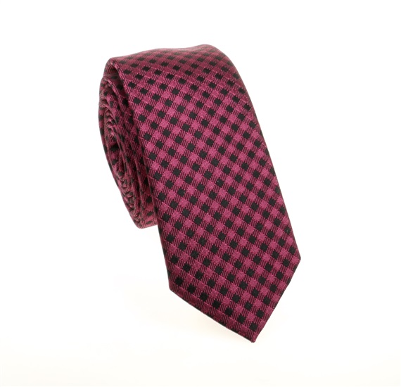 Krawatte mit Karomuster in Magenta und Schwarz