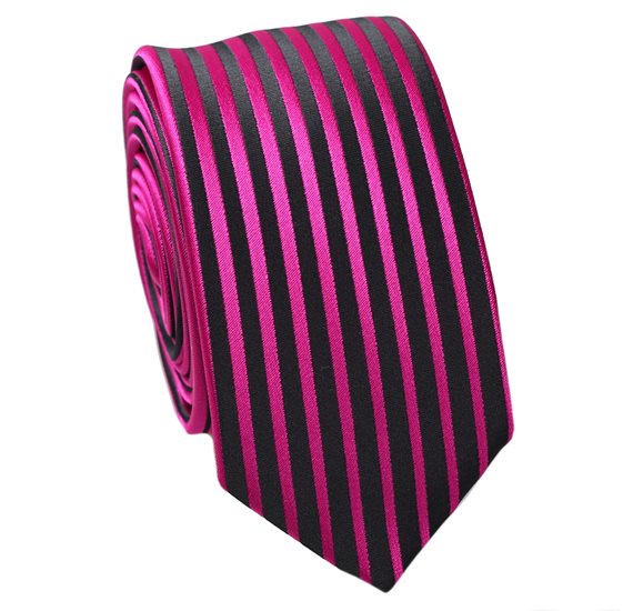 Schmale Krawatte Magenta Streifen