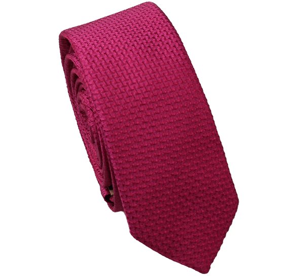 Schmale Seidenkrawatte in Magenta mit Brokat