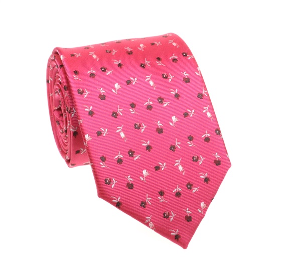 Fuchsia Krawatte mit Braunen Blumen