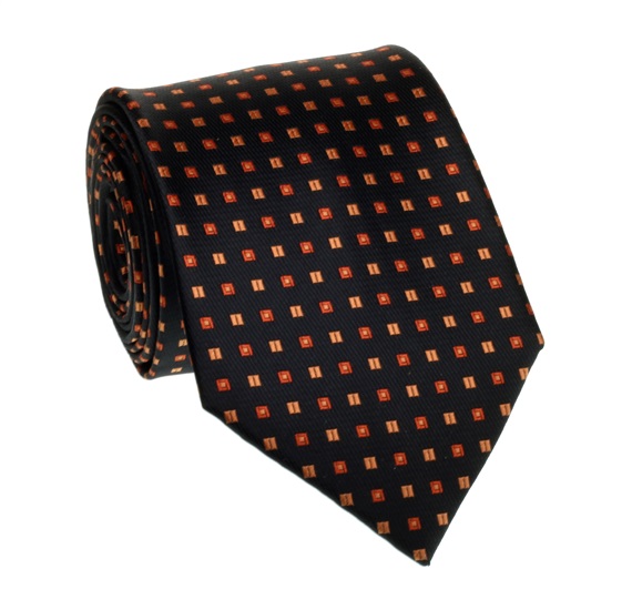 Schwarze Krawatte mit orangefarbenem Muster