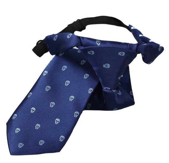 Kinderkrawatte Blau Totenköpfe