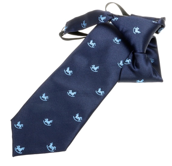 Kinderkrawatte in Marineblau mit Himmelblauen Pferdchen