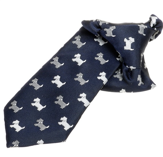 Kinderkrawatte in Marineblau mit weißem Schnauzer