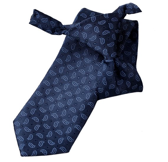 Kinderkrawatte Marineblau mit Himmelblauem Paisleymuster