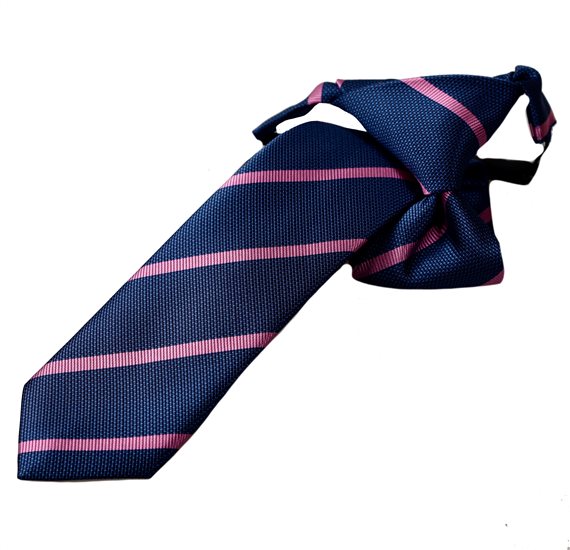 Kinderkrawatte Marineblau mit Rosa Streifen