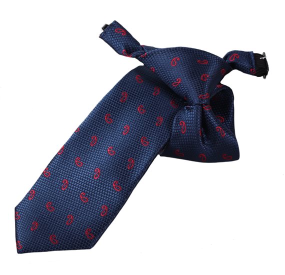 Kinderkrawatte Blau Paisley Rot