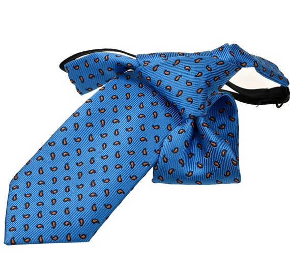 Kinderkrawatte in Hellblau mit Orangem Cashmere