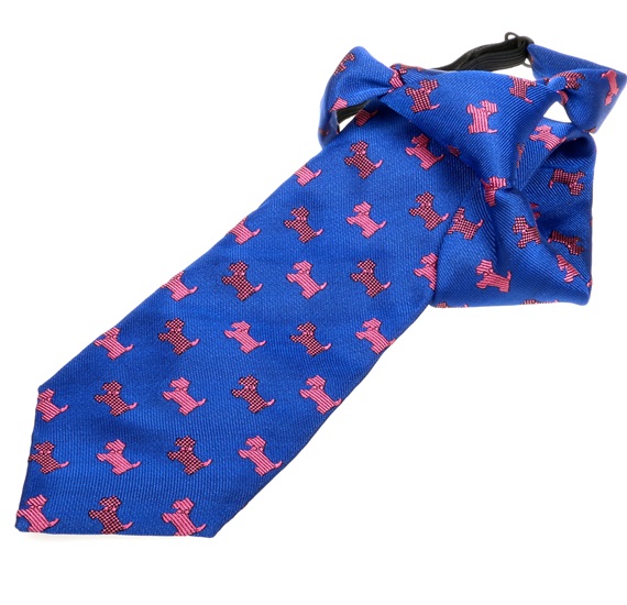 Kinderkrawatte Blaugrau Schnauzer Rosa