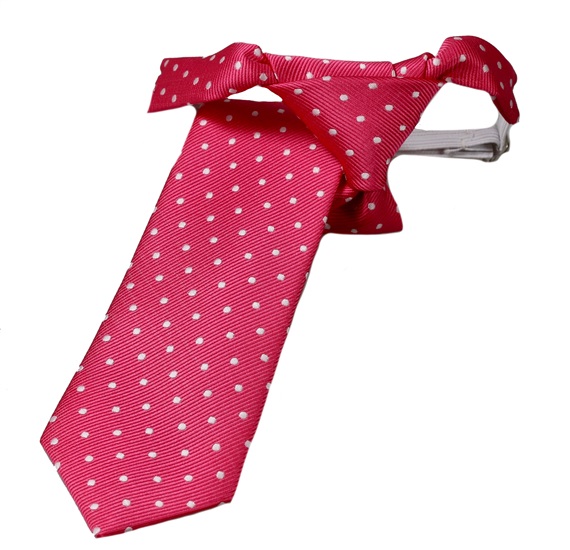 Kinderkrawatte in Pink mit Weißen Punkten