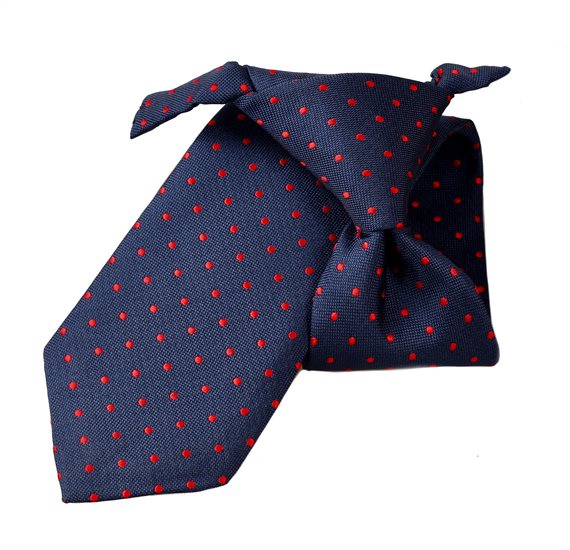 Kinder Krawatte Jacquard Blau mit Roten Punkten
