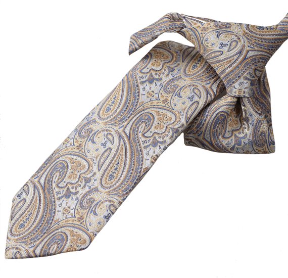 Kinderkrawatte Paisley in Ocker und Grau