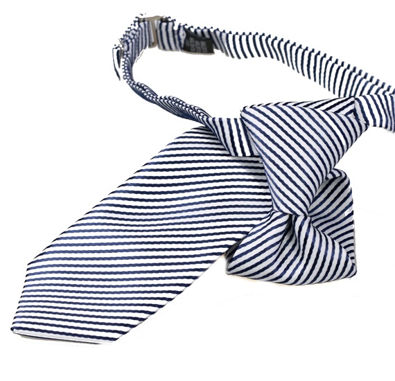 Corbata Niño Rayas Azul Marino y Blanco