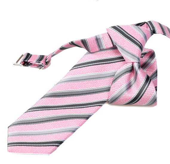 Kinderkrawatte in Rosa und Grau gestreift