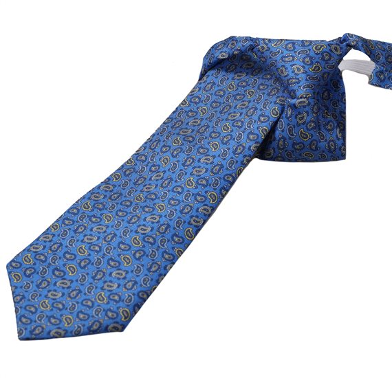 Kinder Seidenkrawatte Blau Frankreich Paisleymuster