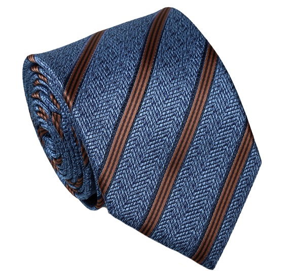 Krawatte Seide Gestreift Blau und Braun