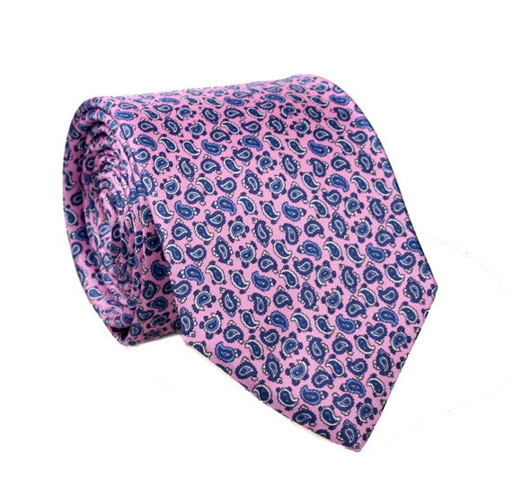 Rosa Seidenkrawatte mit Paisleymuster