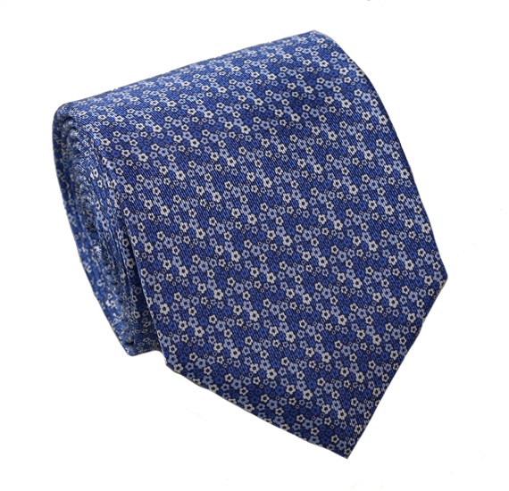 Krawatte und Seiden Einstecktuch mit Blauen Blumen