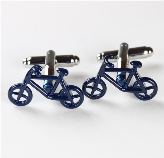 Fahrrad-Manschettenknöpfe Blaue Silhouette