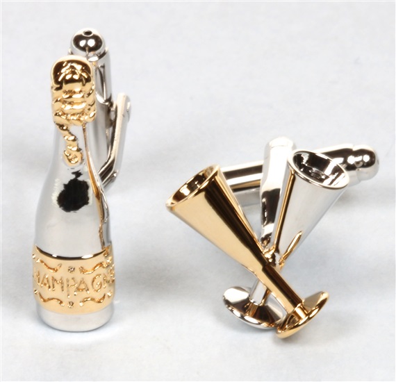 Manschettenknöpfe Champagner und Gläser