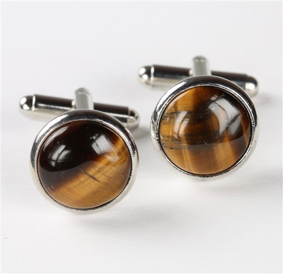TIGER EYE OCKER MANSCHETTENKNÖPFE