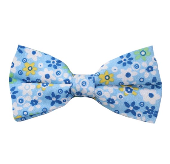 Hellblauer Fliege mit blauen Blumen