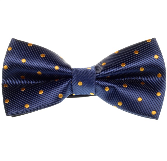 Marineblaue Fliege mit goldenen Punkten