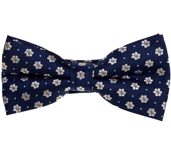 Marineblaue Fliege mit Margeriten