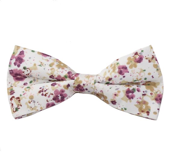 Beige Fliege mit Malvenblumen