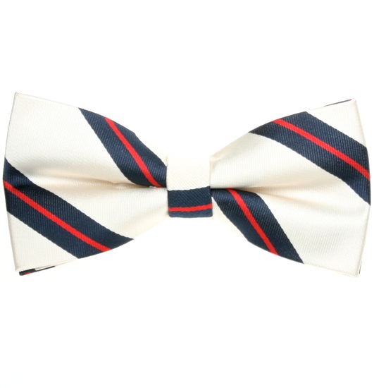Fliege Beige mit Marineblauen Streifen