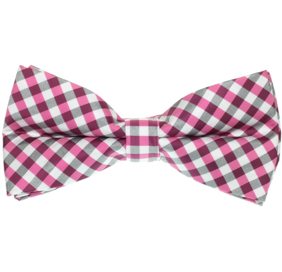 Fliege Vichy-Karo Fuchsia, Weiß und Schwarz