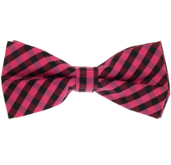 Fliege Vichy-Karo in Fuchsia und Schwarz