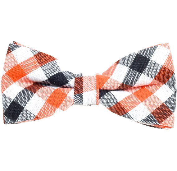 Pajarita Karo Vichy Orange und Schwarz