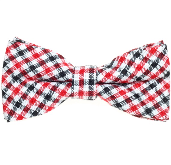Pajarita mit Vichy-Karos in Rot, Weiß und Schwarz