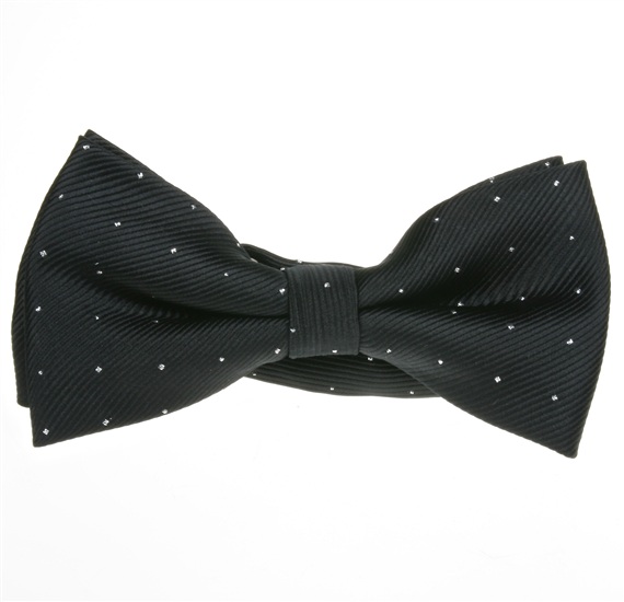 Elegante Schwarze Fliege mit Silbernen Punkten