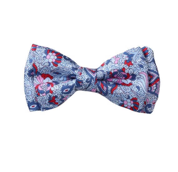 Jungen Fliege Blau Seide Paisley und Blumen