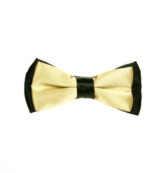Kinder Fliege Zweifarbig Schwarz und Beige Gold
