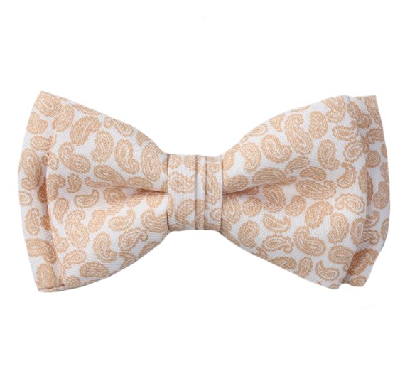 Kinder Fliege Weiß Paisley Beige