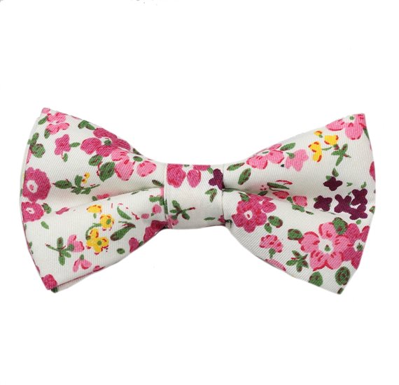 Kinder Fliege Creme Blumen