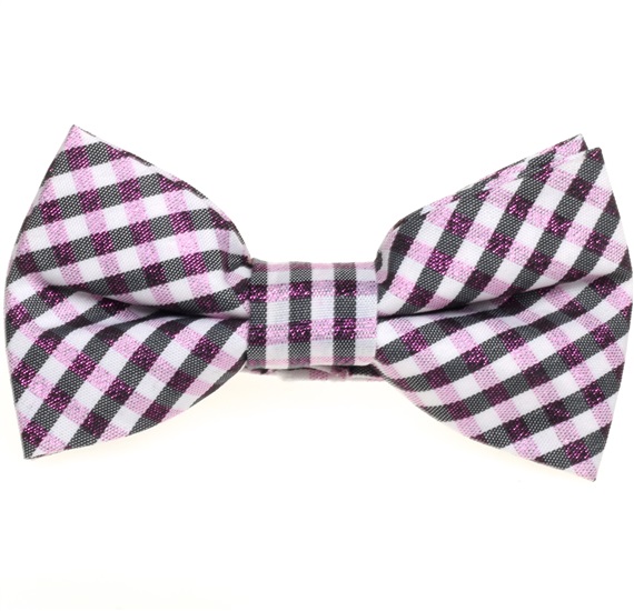 Kinder Fliege Vichy Karo Rosa und Schwarz