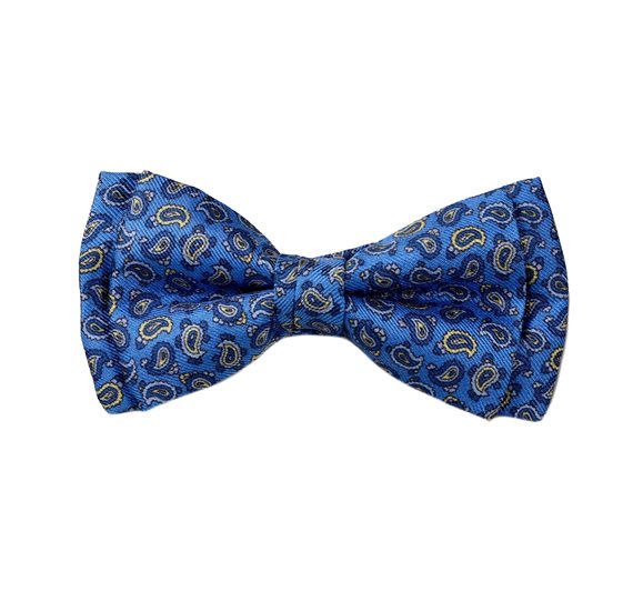 Kinder Fliege aus Seide mit Paisley-Muster in Blau