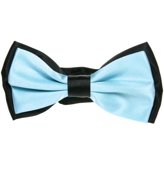Fliege aus zweifarbigem Satin in Himmelblau und Schwarz